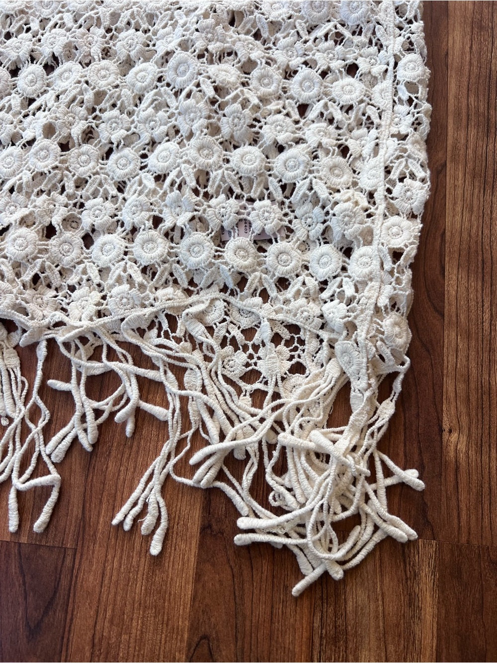 Dreams Charlie Ivory Floral Crochet Lace Fringe Tank Top Small - Picture 5 of 10
